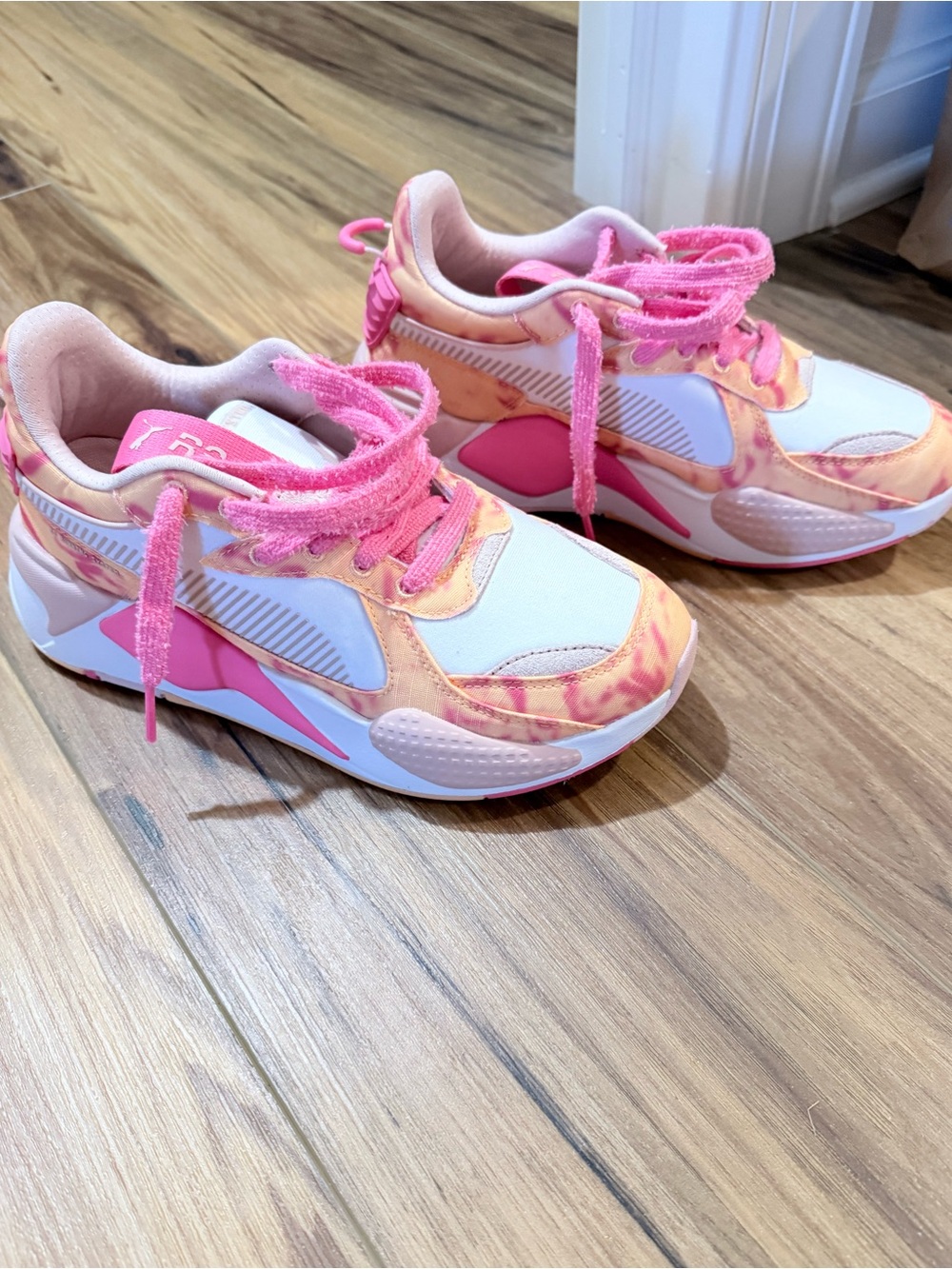 Puma Adult Pink and Peach Tie-Dye Runner Sneakers